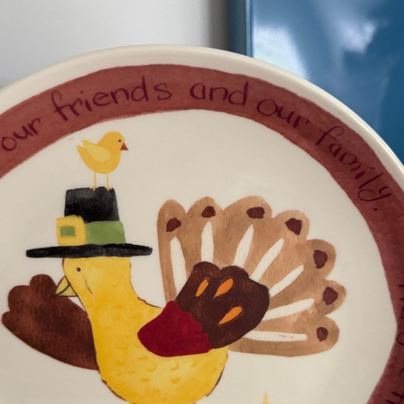 Pottery Barn Kids Festive Turkey Plate with Brown and Yellow Accents - Picture 2 of 5